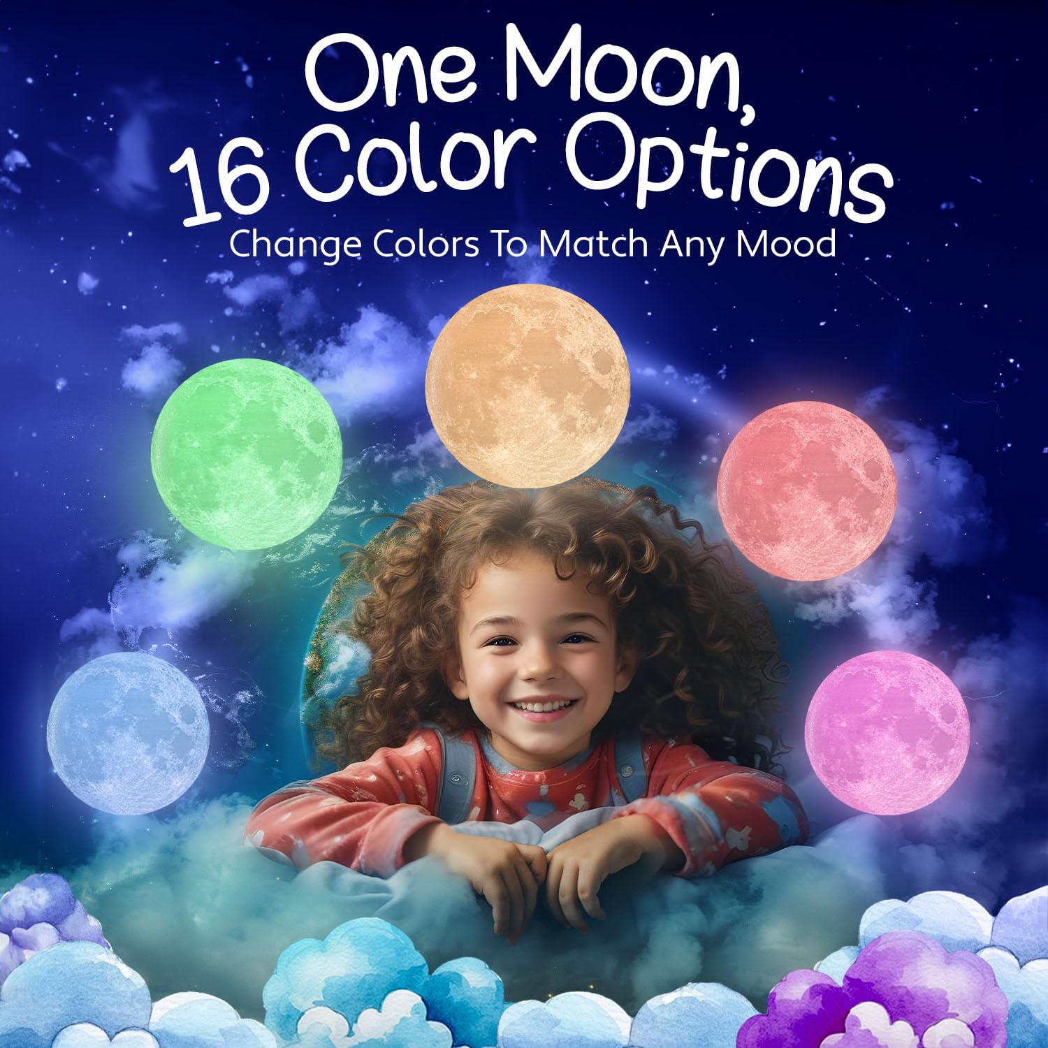 Mind-Glowing Moon Lamp - 3D Moon Night Light for Kids Bedroom - Globe Nightlight with Multi Color LED, Touch/Remote Control - Birthday Gift for Any Year Old Girls & Boys - Space Decor (4.7 inch)