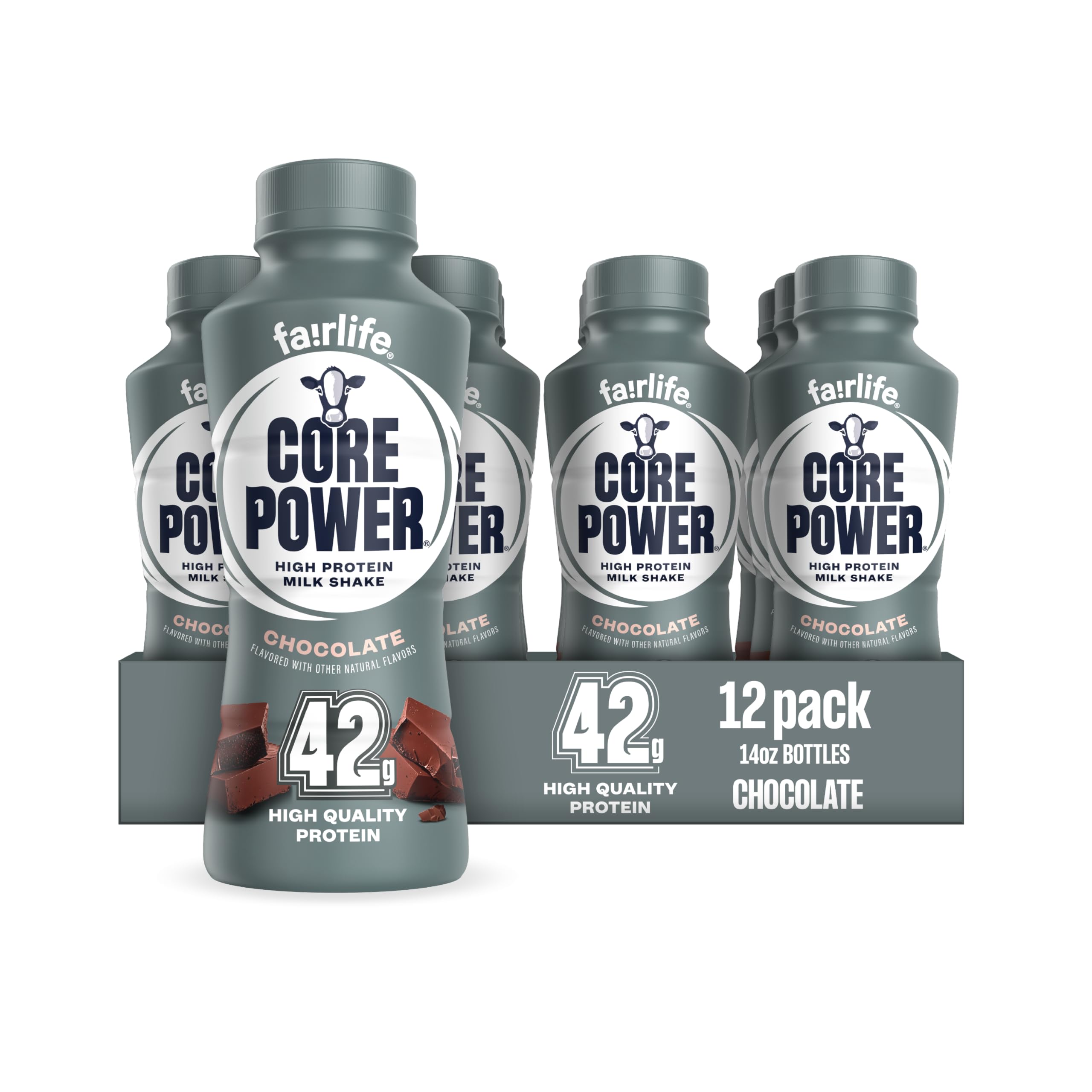 Core Power Elite High Protein Shake, Chocolate, 42g Bottle, 14oz, 12 Pack