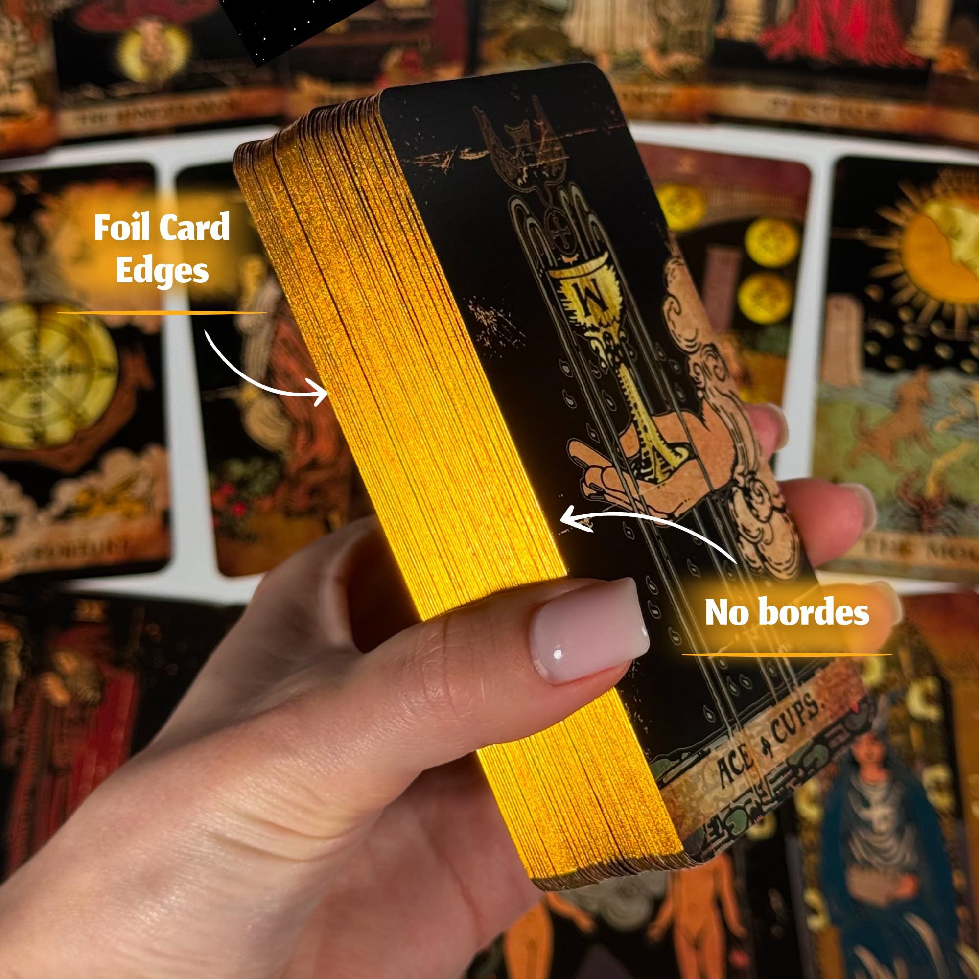 CRAFTERIAN Tarot Cards, 78-Card Deck, Original Tarot for Beginners & Experts with Guide Book, Gift Bag & Box, Fortune Telling Game, Adults, Black