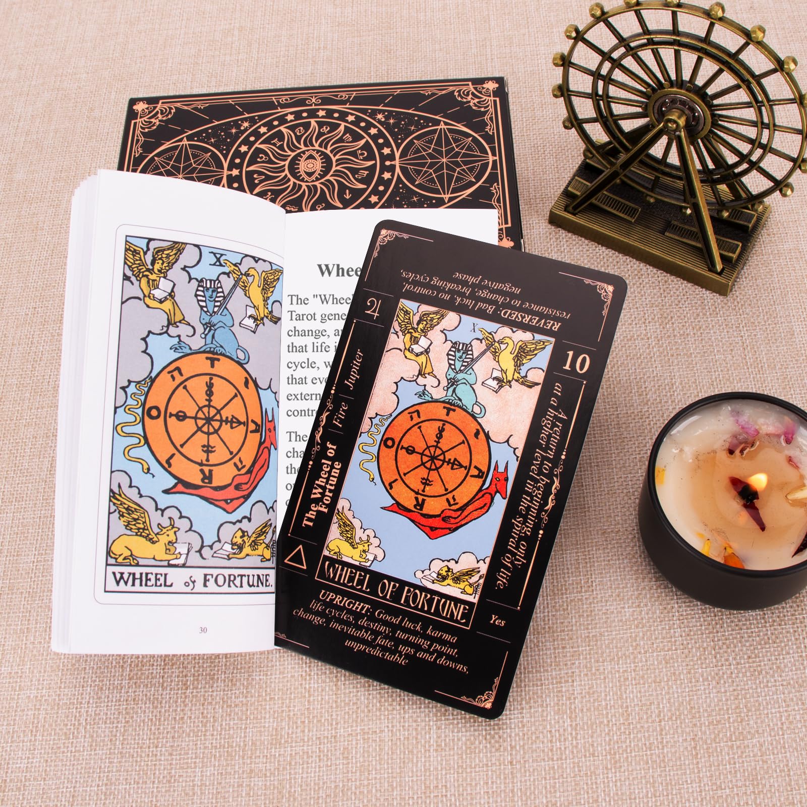 KLEDERY Tarot Cards for Beginners, Classic Tarot Deck with Meanings, Durable Cards with Guide Book, Black