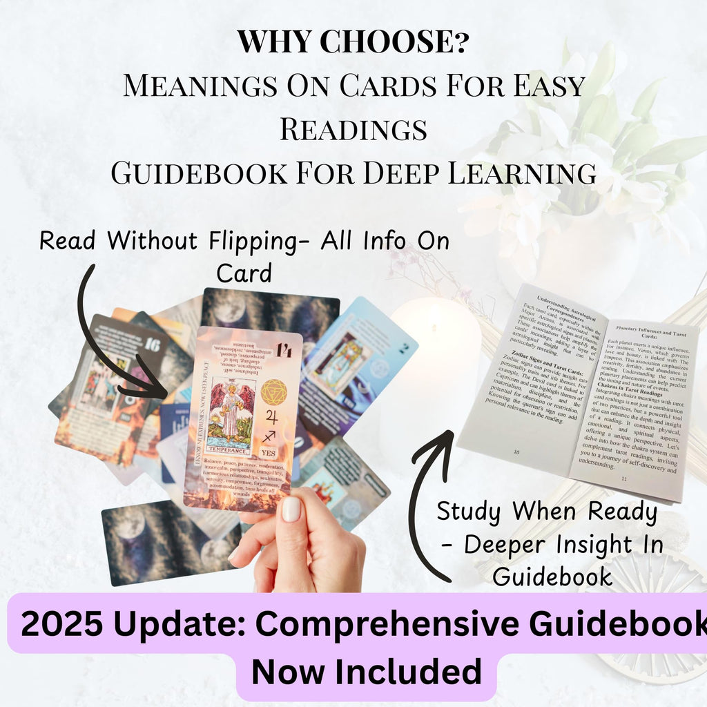 Witchy Cauldron Tarot Cards for Beginners with Meanings on Each Card — 78 Card Learning Tarot Deck with Guidebook, Reversed Meanings, Chakra, Zodiac & Planetary Symbols | Rider-Waite Style (English)