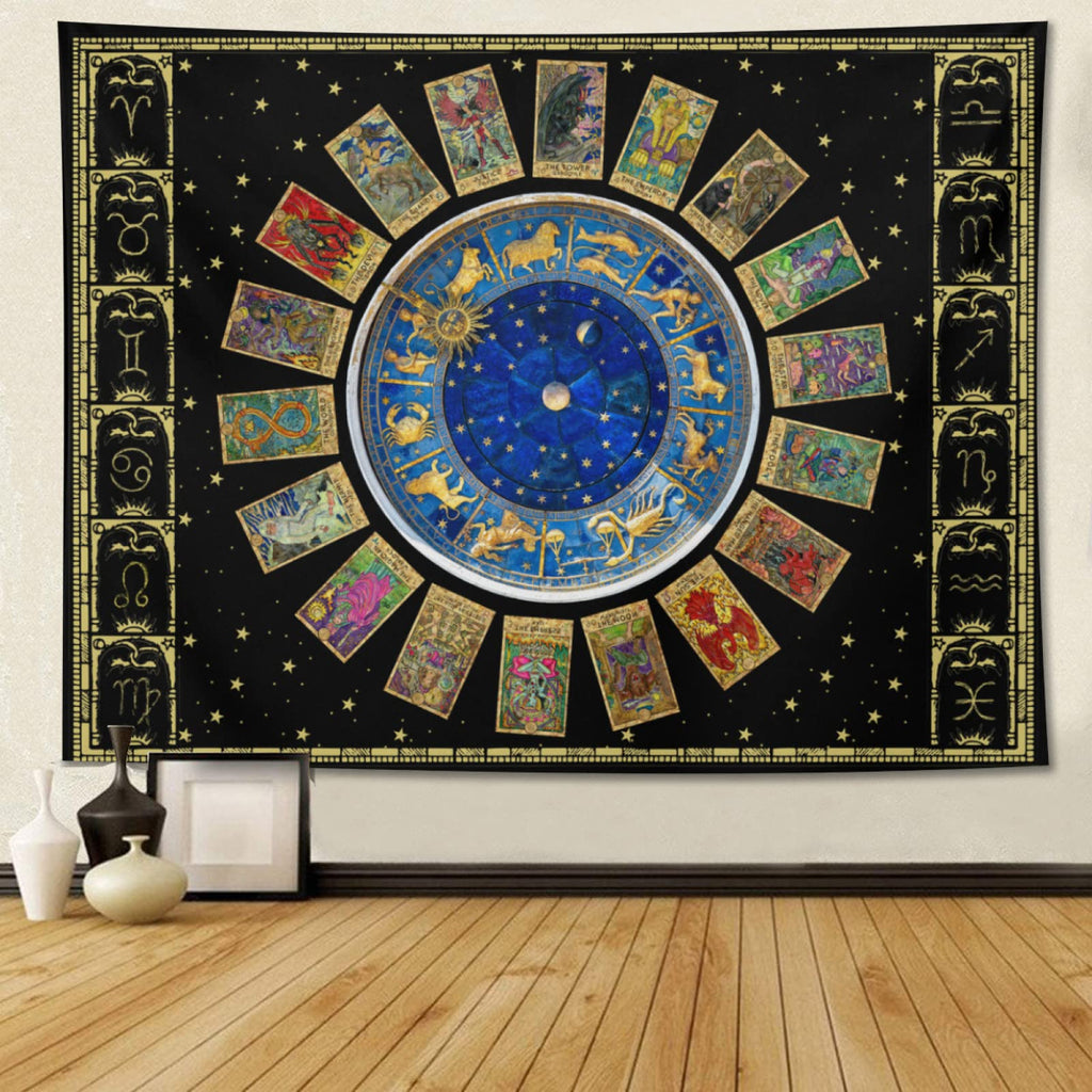 Tarot Tapestry Zodiac Tapestry Constellation Tapestry 60" X 40" Astrology Wall Hanging Party Decorations Home Decor For Bedroom Living Room Dorm (150 X 100cm)