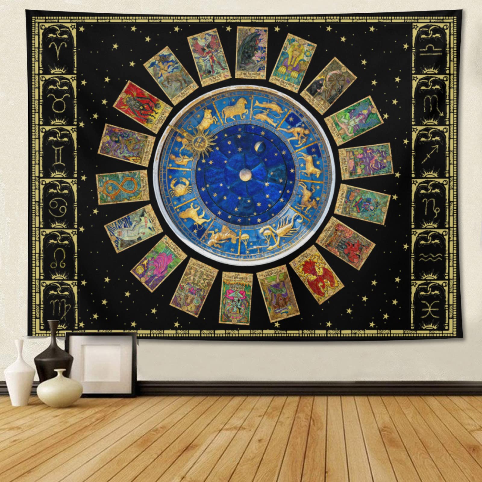 Tarot Tapestry Zodiac Tapestry Constellation Tapestry 60" X 40" Astrology Wall Hanging Party Decorations Home Decor For Bedroom Living Room Dorm (150 X 100cm)