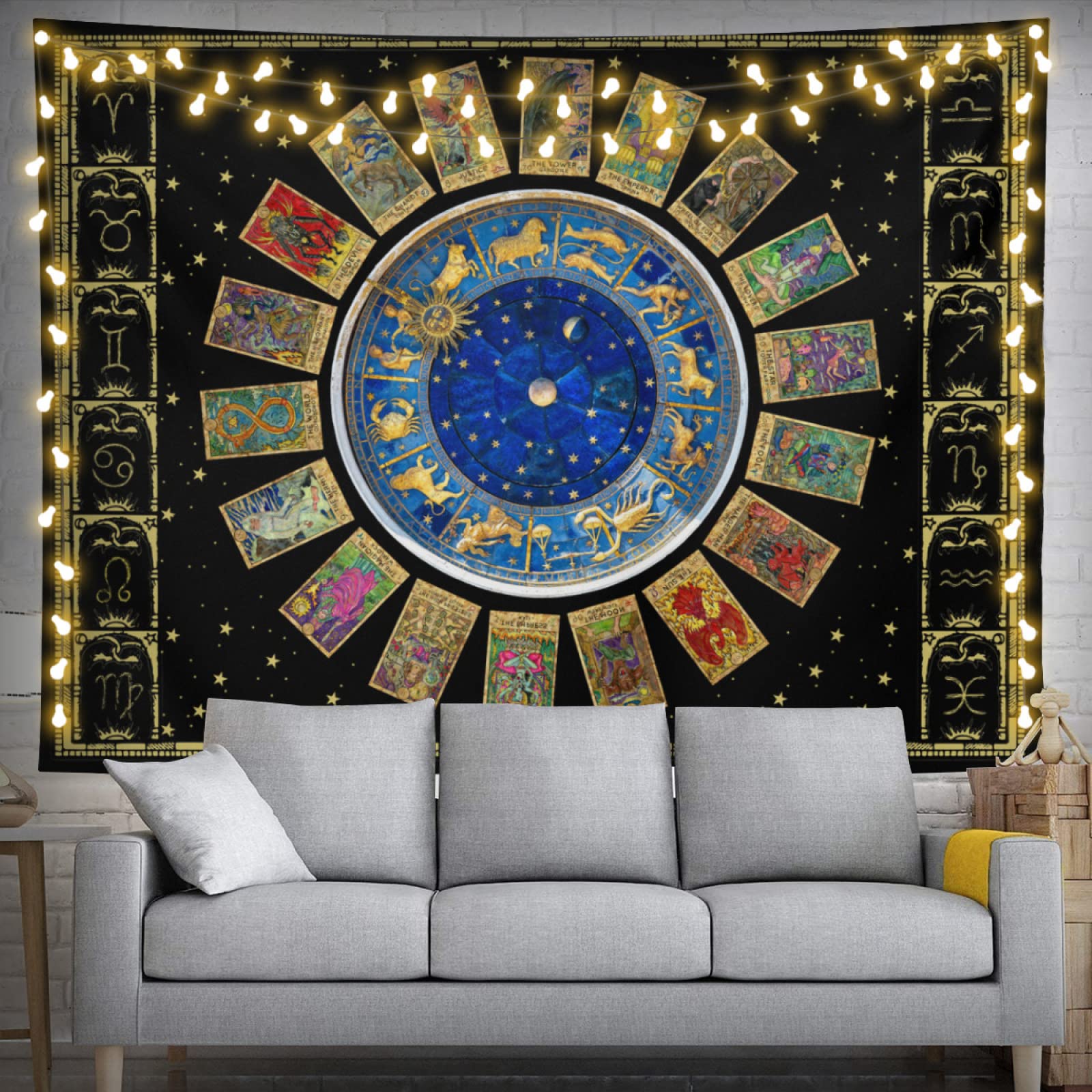 Tarot Tapestry Zodiac Tapestry Constellation Tapestry 60" X 40" Astrology Wall Hanging Party Decorations Home Decor For Bedroom Living Room Dorm (150 X 100cm)