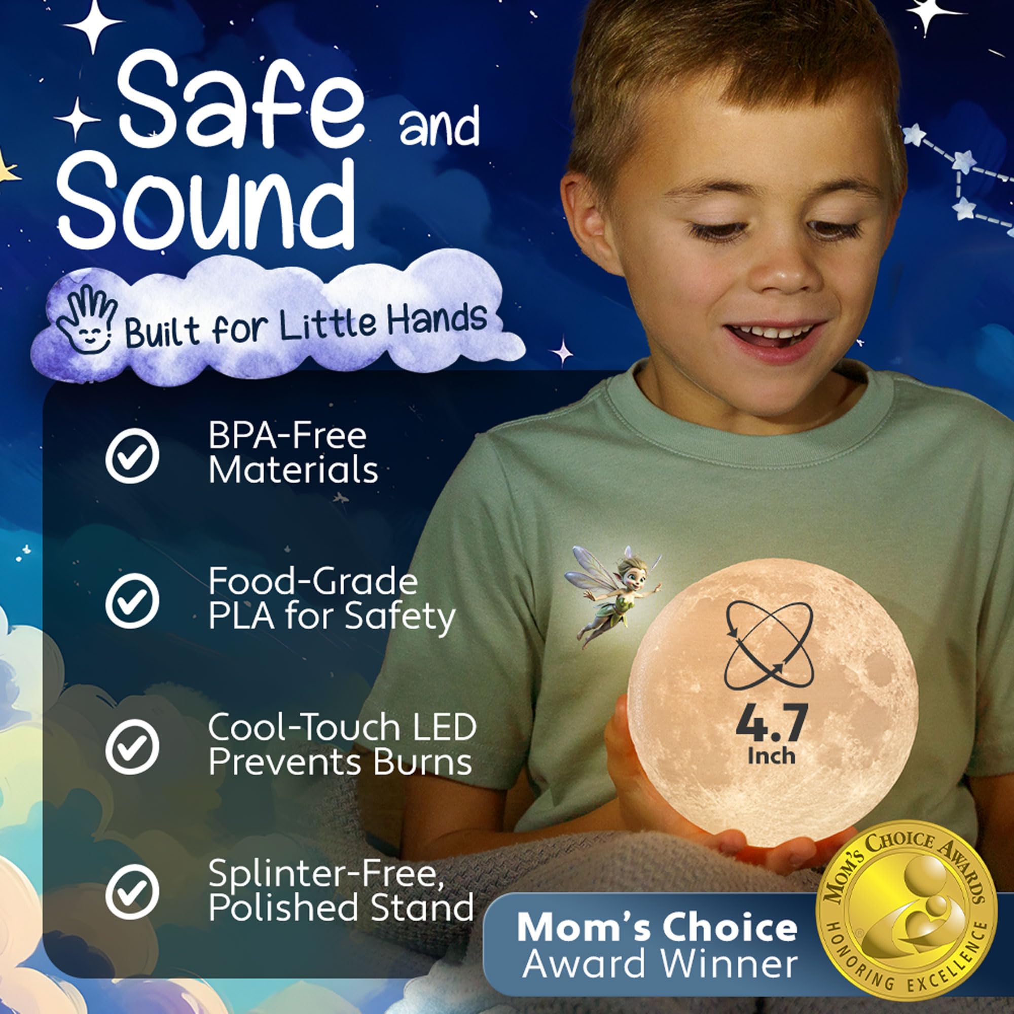 Mind-Glowing Moon Lamp - 3D Moon Night Light for Kids Bedroom - Globe Nightlight with Multi Color LED, Touch/Remote Control - Birthday Gift for Any Year Old Girls & Boys - Space Decor (4.7 inch)