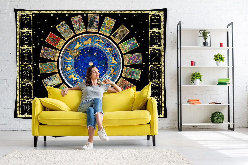 Tarot Tapestry Zodiac Tapestry Constellation Tapestry 60" X 40" Astrology Wall Hanging Party Decorations Home Decor For Bedroom Living Room Dorm (150 X 100cm)