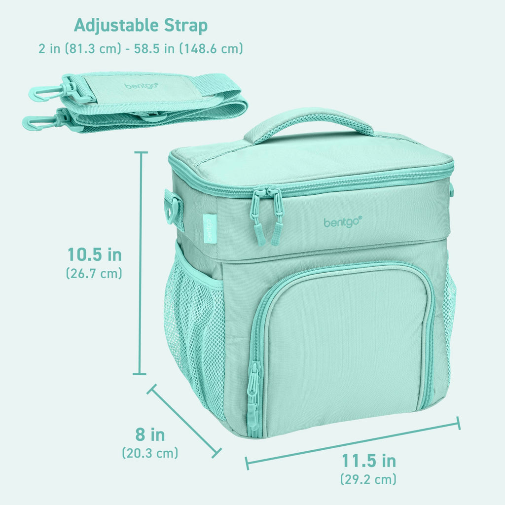 Bentgo Prep Deluxe Insulated Multimeal Bag - Lunch Box Bag, Holds 5 Meals, Premium Insulation up to 8 Hrs, Durable, Water-Resistant - Large Capacity For Adult Meal Prep (Coastal Aqua)