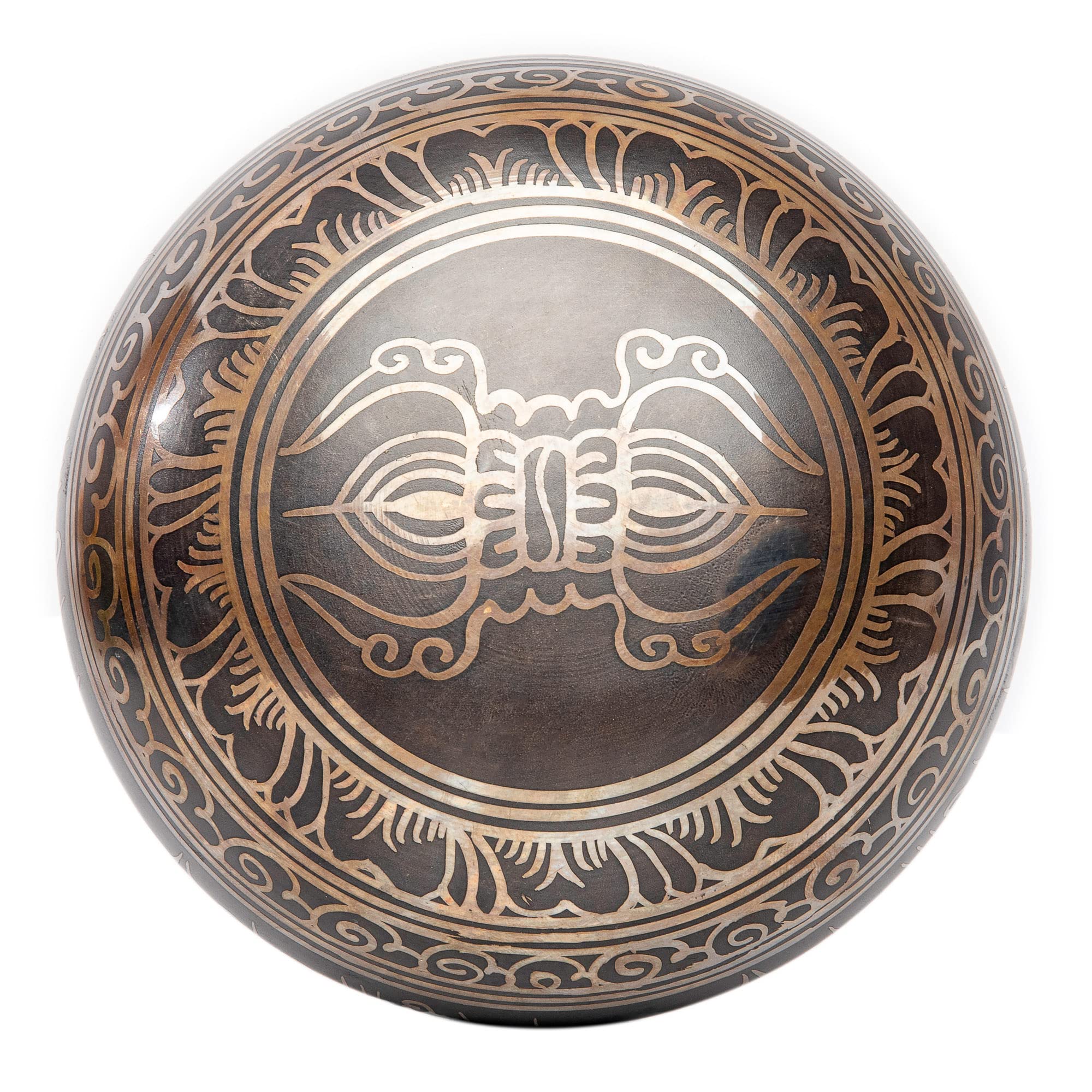 Premium Tibetan Singing Bowl Set – Handmade in Nepal Sound & Meditation Bowl – Spiritual Decor for Yoga, Wellness Spaces & Relaxation by Himalayan Bazaar (Brown & Red)