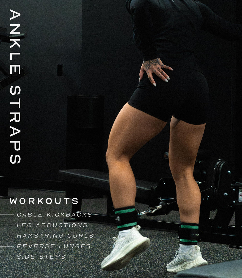 Gymreapers Ankle Strap (Single) For Cable Machine Kickbacks, Glute Workouts, Lower Body Exercises - Adjustable Leg Strap with Neoprene Padding (Mint, Single)