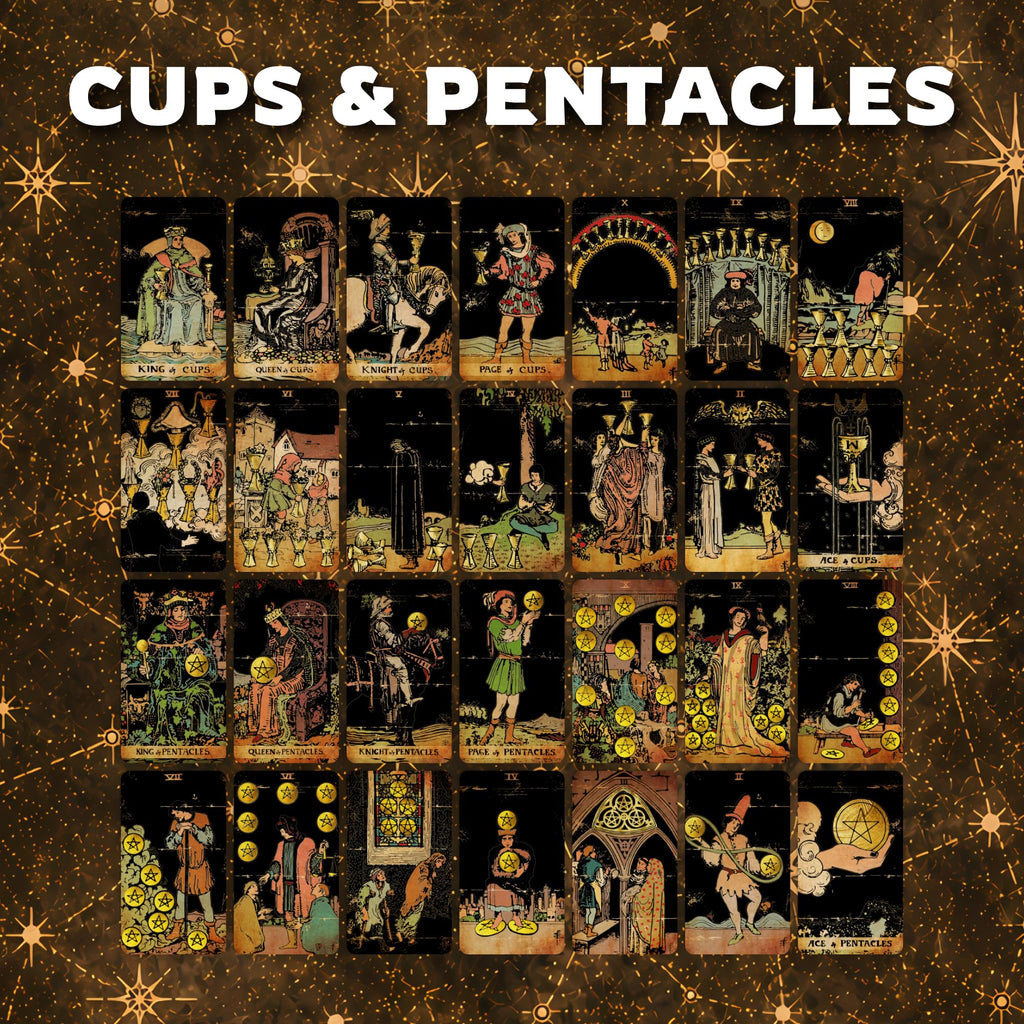CRAFTERIAN Tarot Cards, 78-Card Deck, Original Tarot for Beginners & Experts with Guide Book, Gift Bag & Box, Fortune Telling Game, Adults, Black