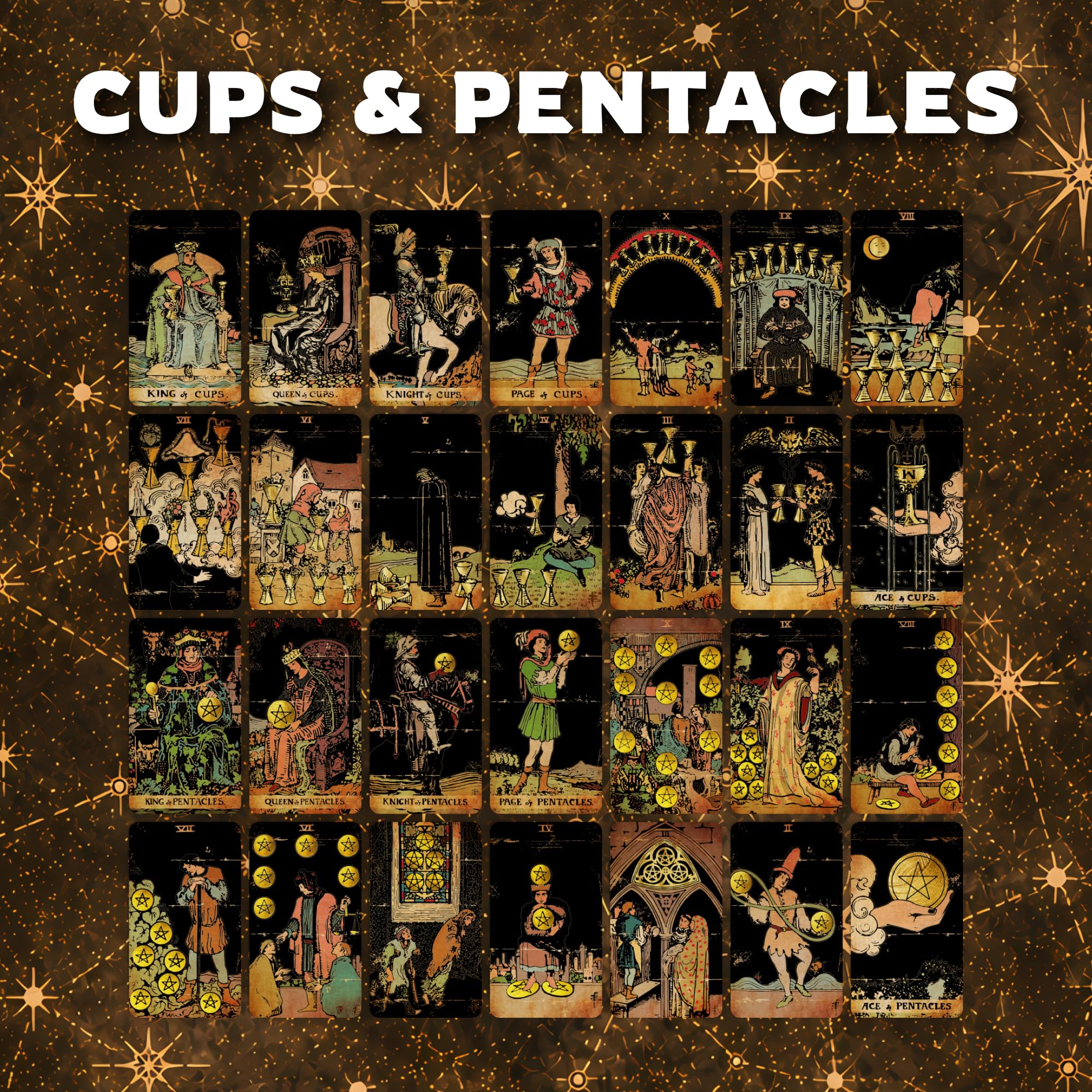 CRAFTERIAN Tarot Cards, 78-Card Deck, Original Tarot for Beginners & Experts with Guide Book, Gift Bag & Box, Fortune Telling Game, Adults, Black