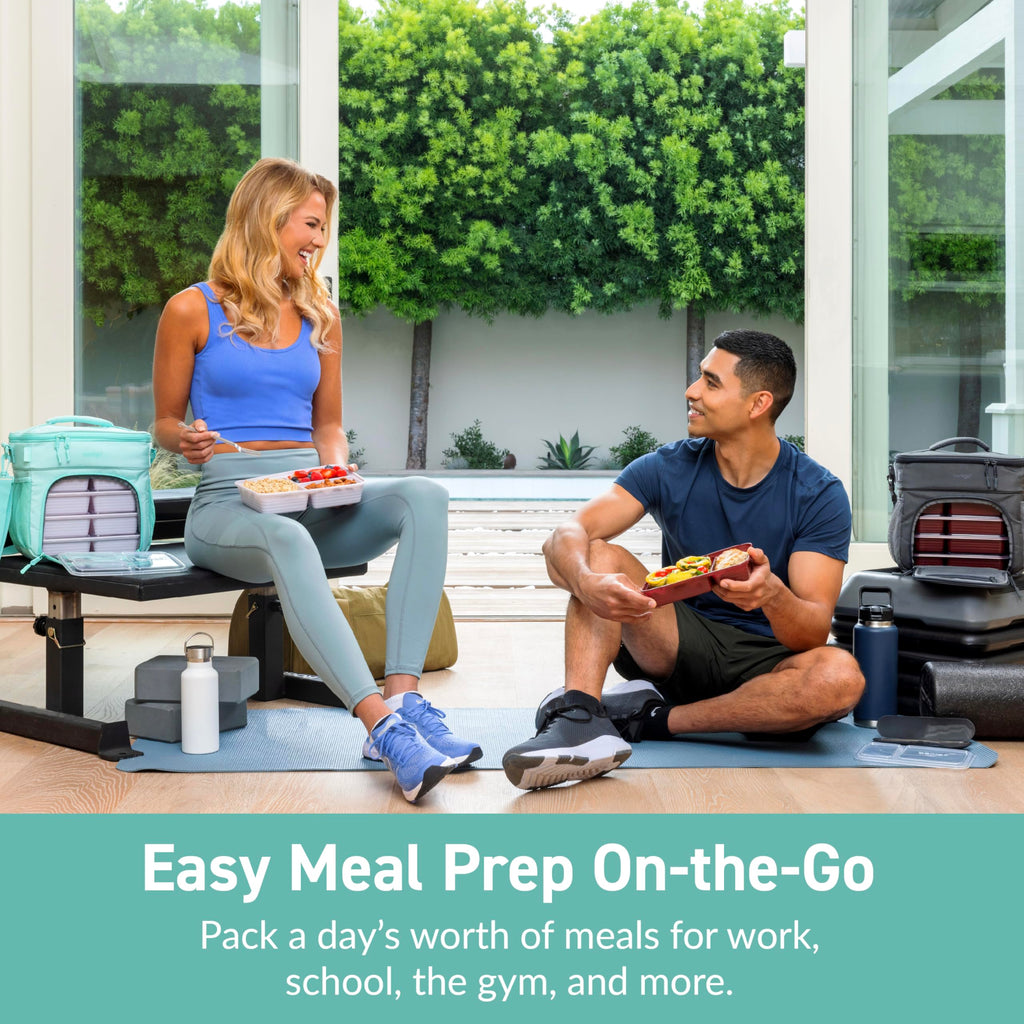 Bentgo Prep Deluxe Insulated Multimeal Bag - Lunch Box Bag, Holds 5 Meals, Premium Insulation up to 8 Hrs, Durable, Water-Resistant - Large Capacity For Adult Meal Prep (Coastal Aqua)
