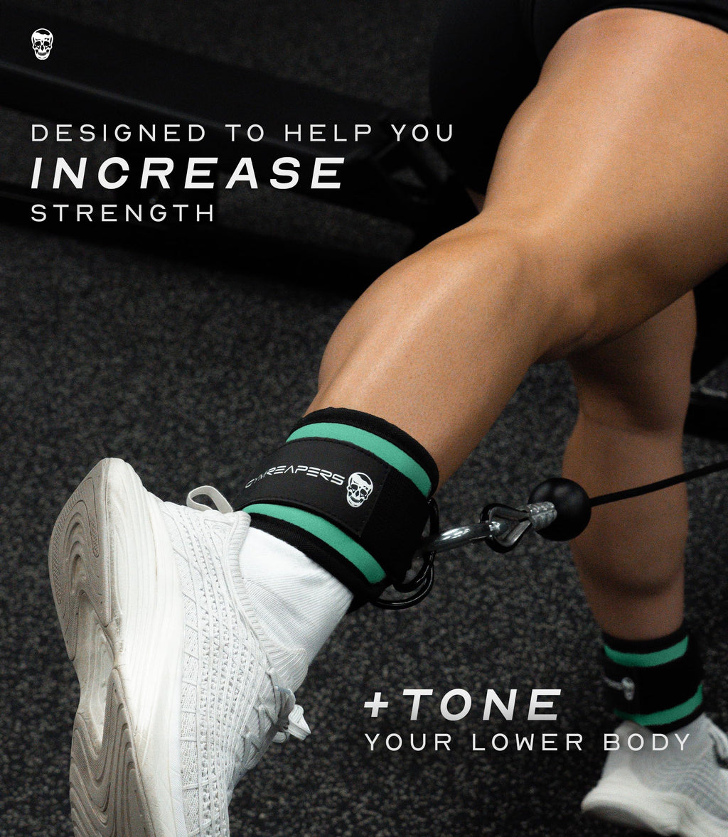 Gymreapers Ankle Strap (Single) For Cable Machine Kickbacks, Glute Workouts, Lower Body Exercises - Adjustable Leg Strap with Neoprene Padding (Mint, Single)