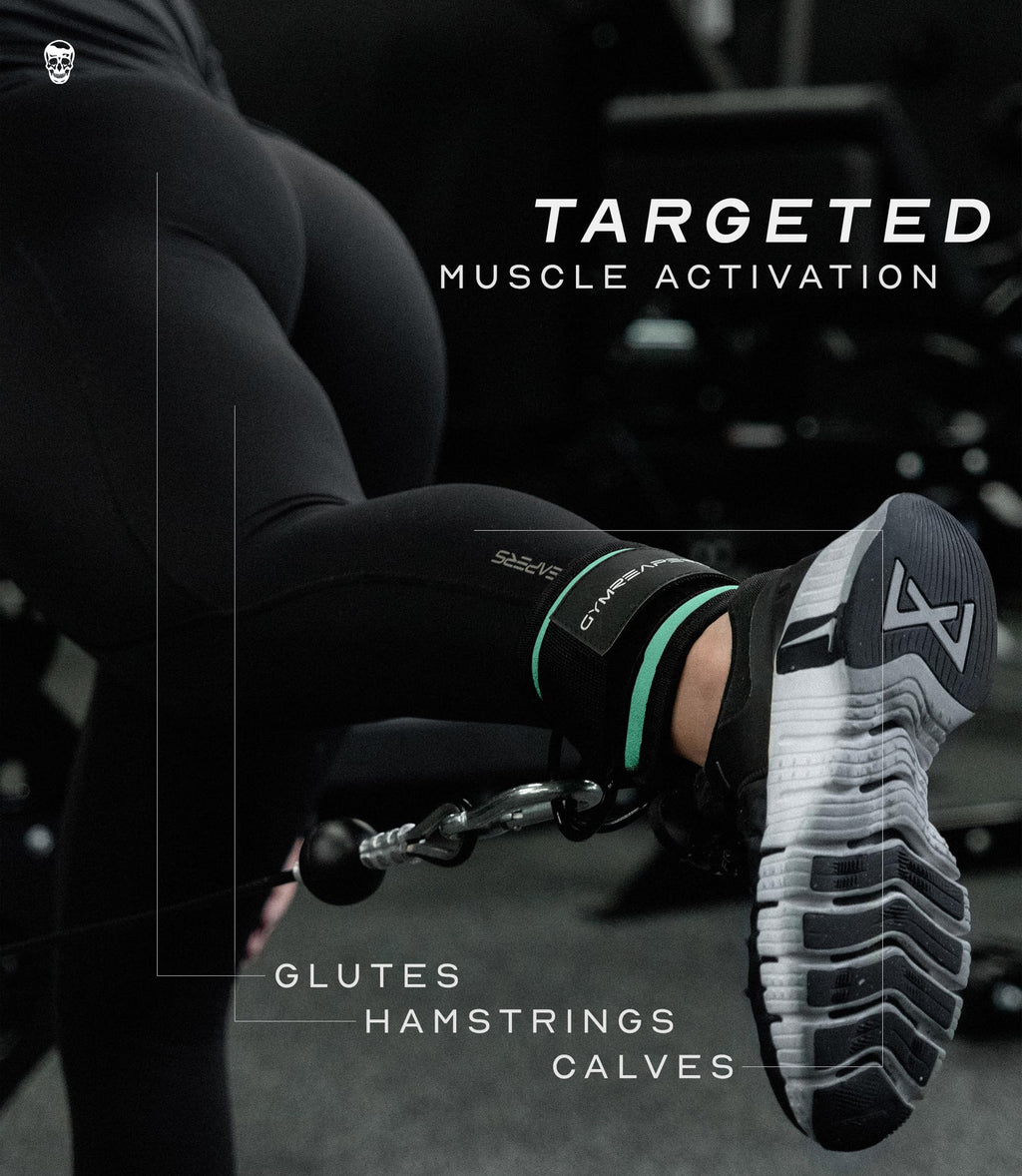 Gymreapers Ankle Strap (Single) For Cable Machine Kickbacks, Glute Workouts, Lower Body Exercises - Adjustable Leg Strap with Neoprene Padding (Mint, Single)