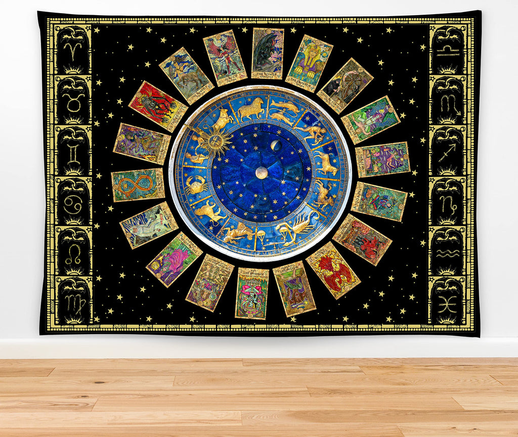 Tarot Tapestry Zodiac Tapestry Constellation Tapestry 60" X 40" Astrology Wall Hanging Party Decorations Home Decor For Bedroom Living Room Dorm (150 X 100cm)